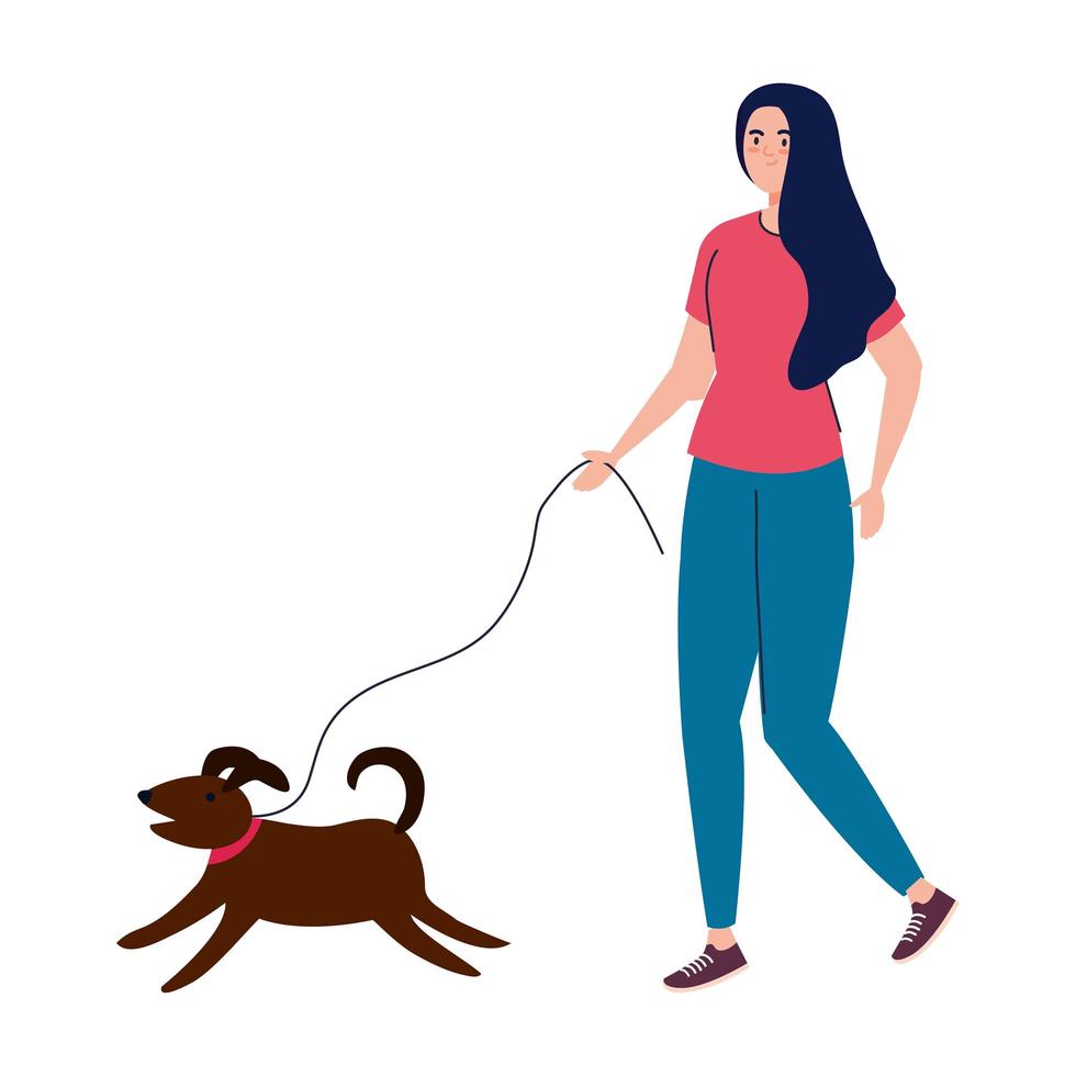 vrouw met hond mascotte vector ontwerp