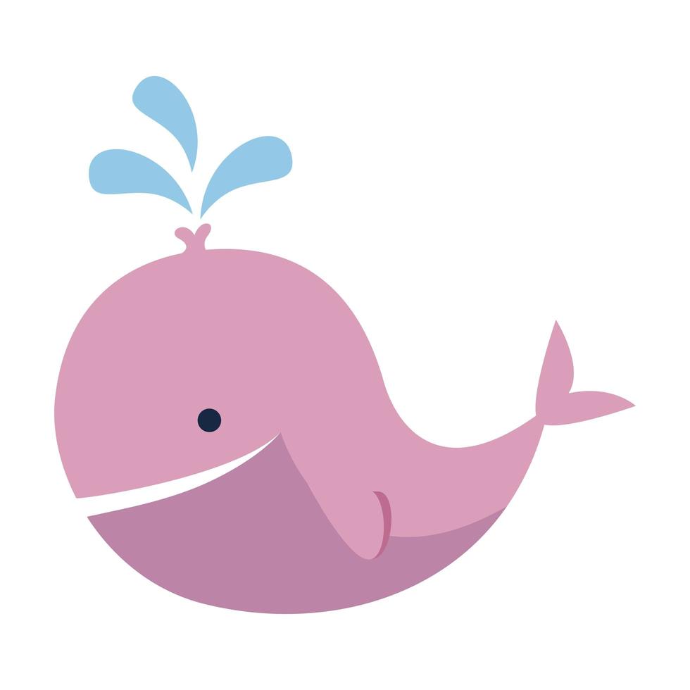 schattig walvis dier roze karakter vector