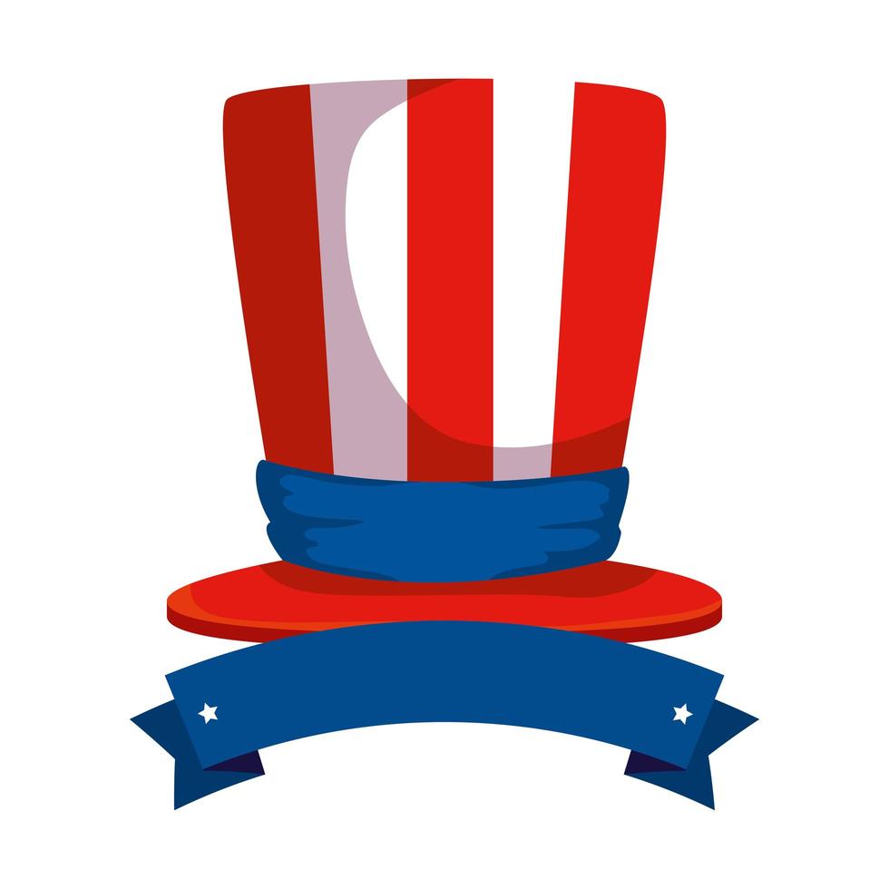 hoge hoed met vlag en lint van de Verenigde Staten van Amerika vector