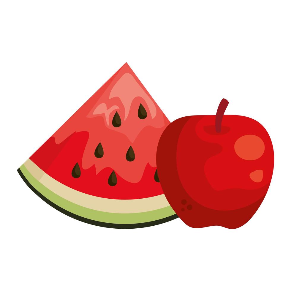 verse watermeloen en appel gezond voedsel vector