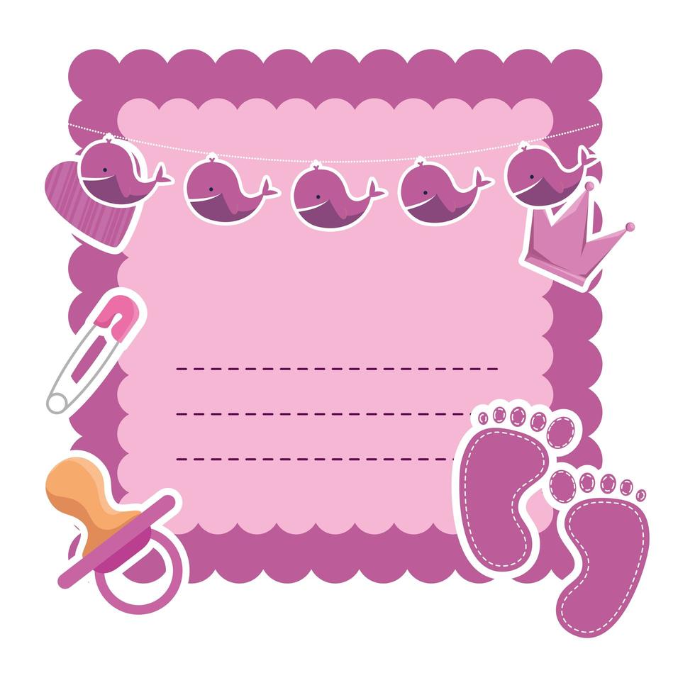 baby shower kaart met fopspeen en kroon vector