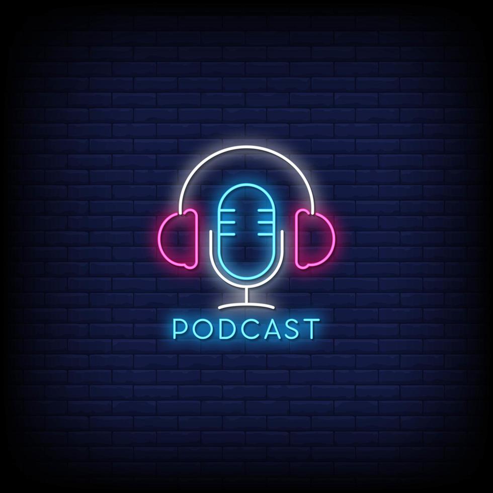 podcast neonreclames stijl tekst vector