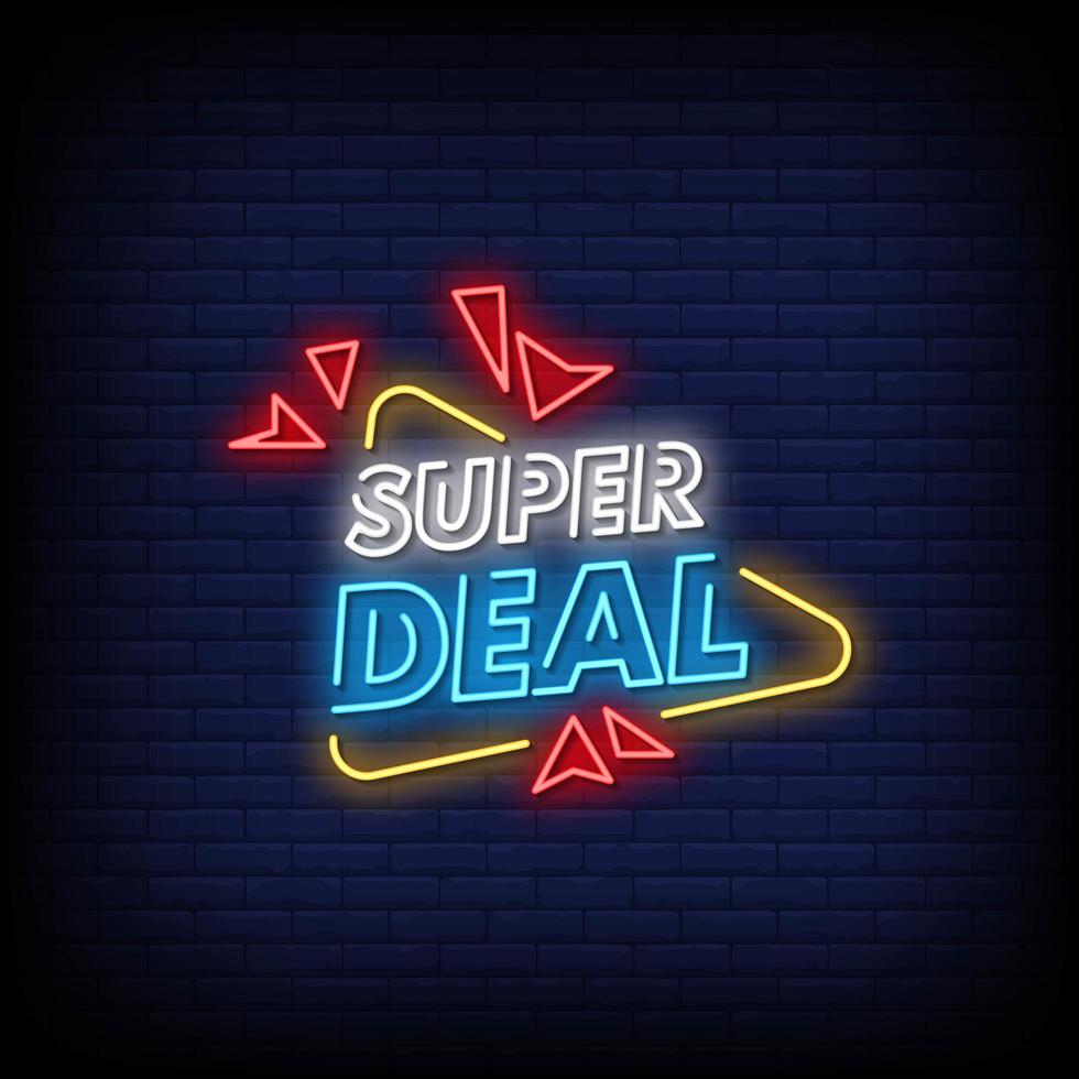 super deal neonreclames stijl tekst vector