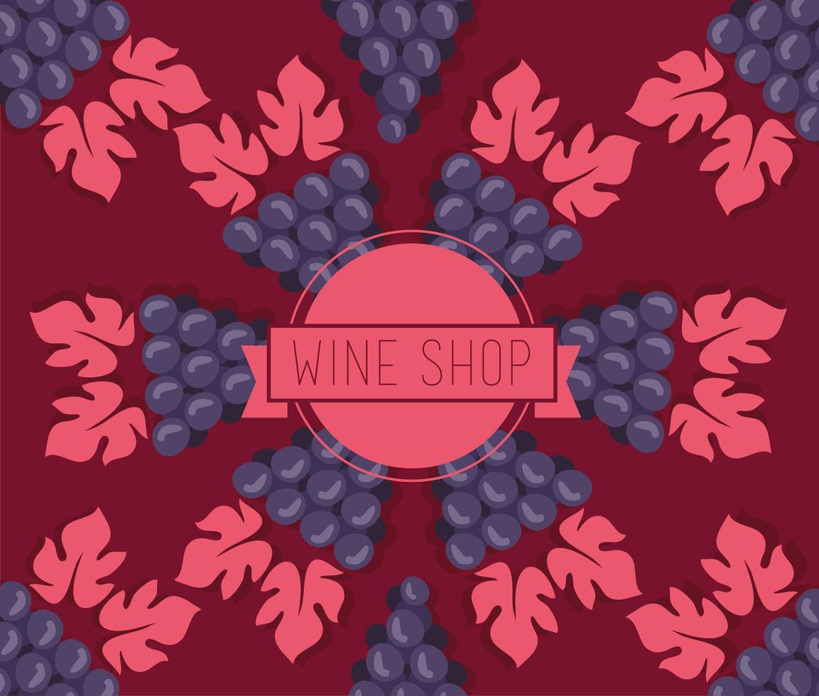 wijn premium kwaliteit poster met druivenpatroon vector