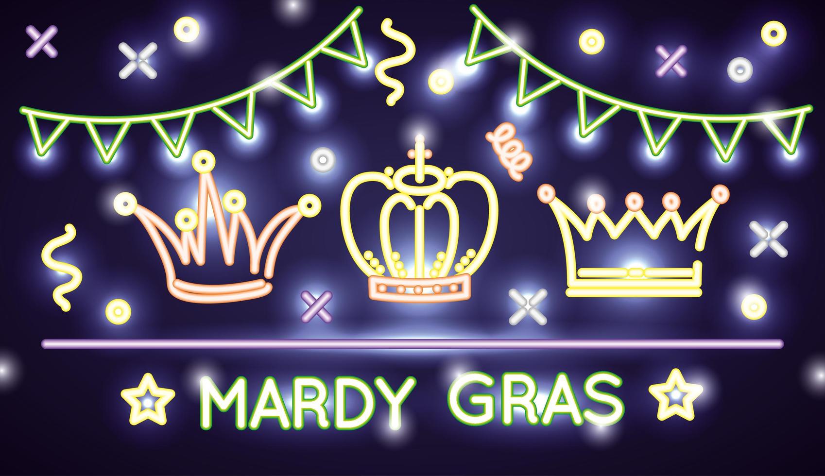 mardi gras viering banner met neonlichten vector