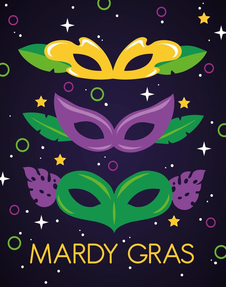 mardi gras viering poster met leuke maskers vector