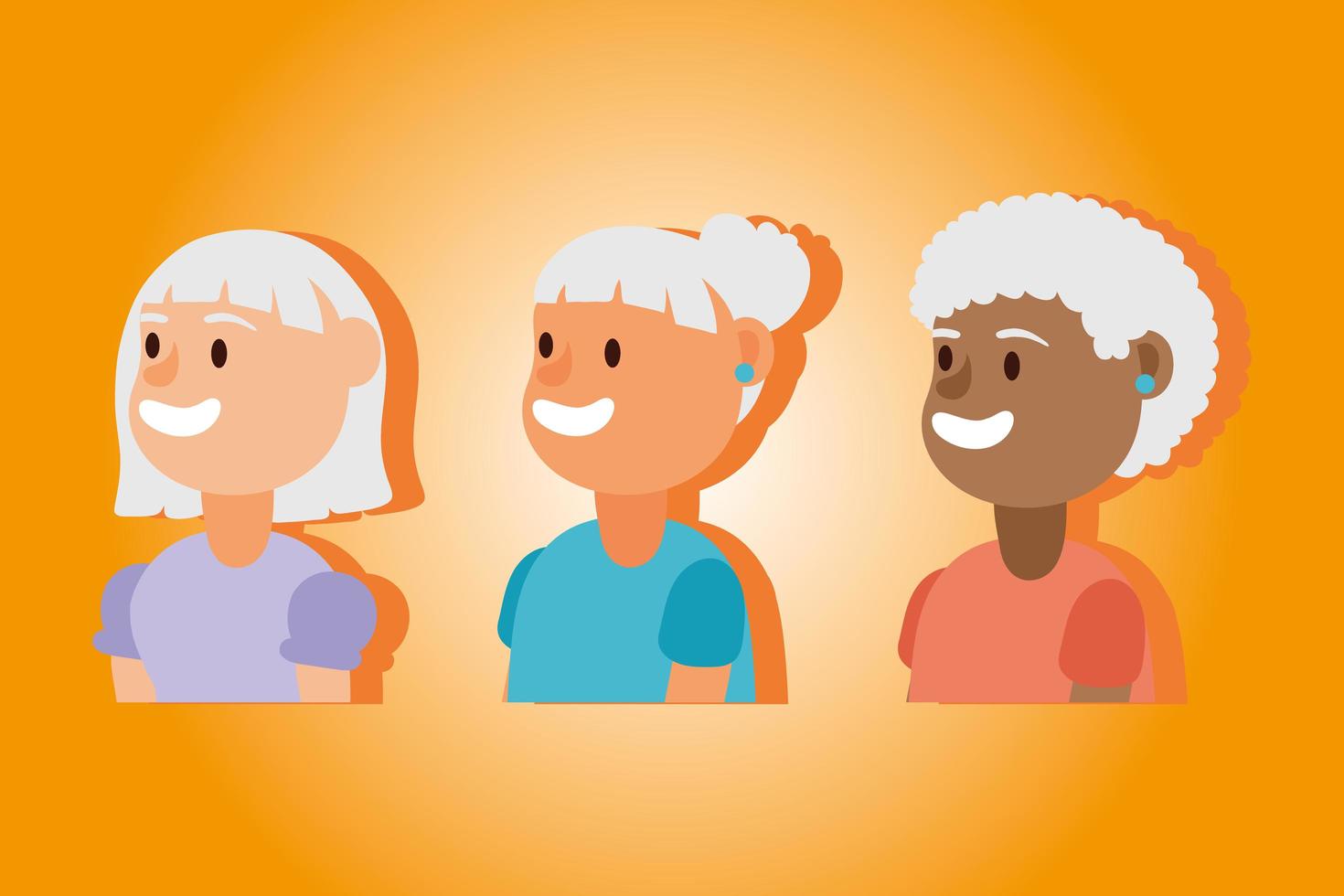 interraciale oude vrouwengroep, actieve seniorenkarakters vector