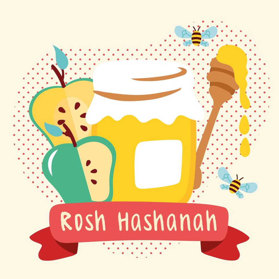 gelukkige Rosj Hasjana-viering met honing en appels vector