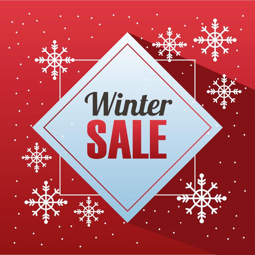 grote winter verkoop poster met letters in diamantframe vector