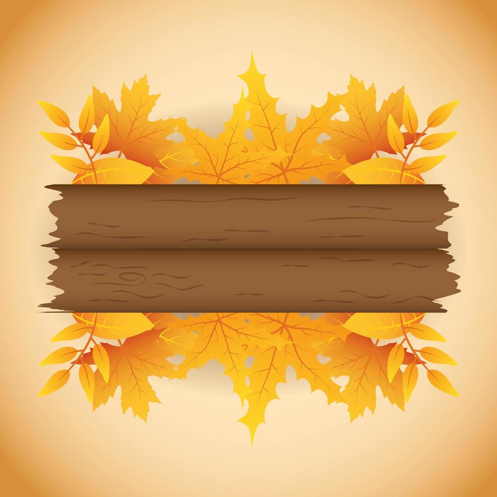 herfst banner met loof en houten label vector