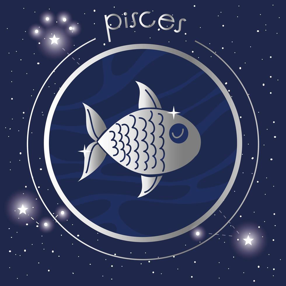 Vissen sterrenbeeld zilver ontwerp vector