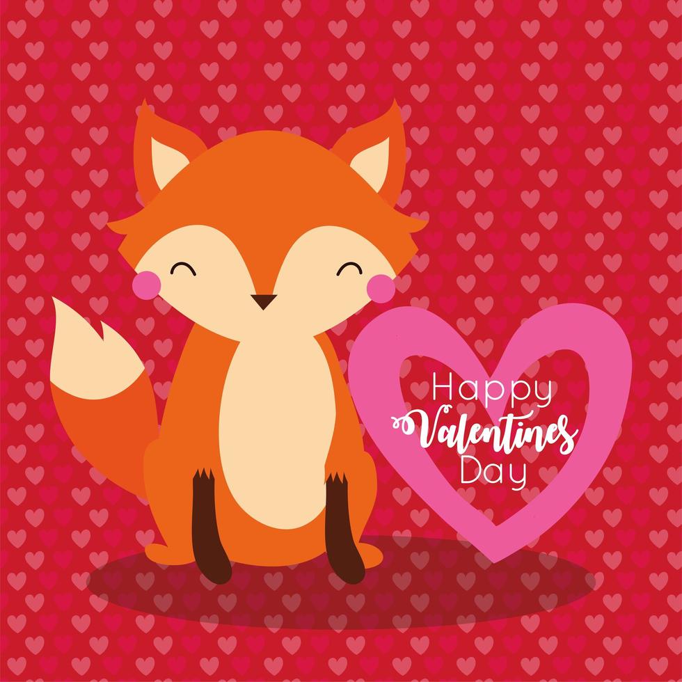 gelukkige Valentijnsdag kaart met schattige vos vector
