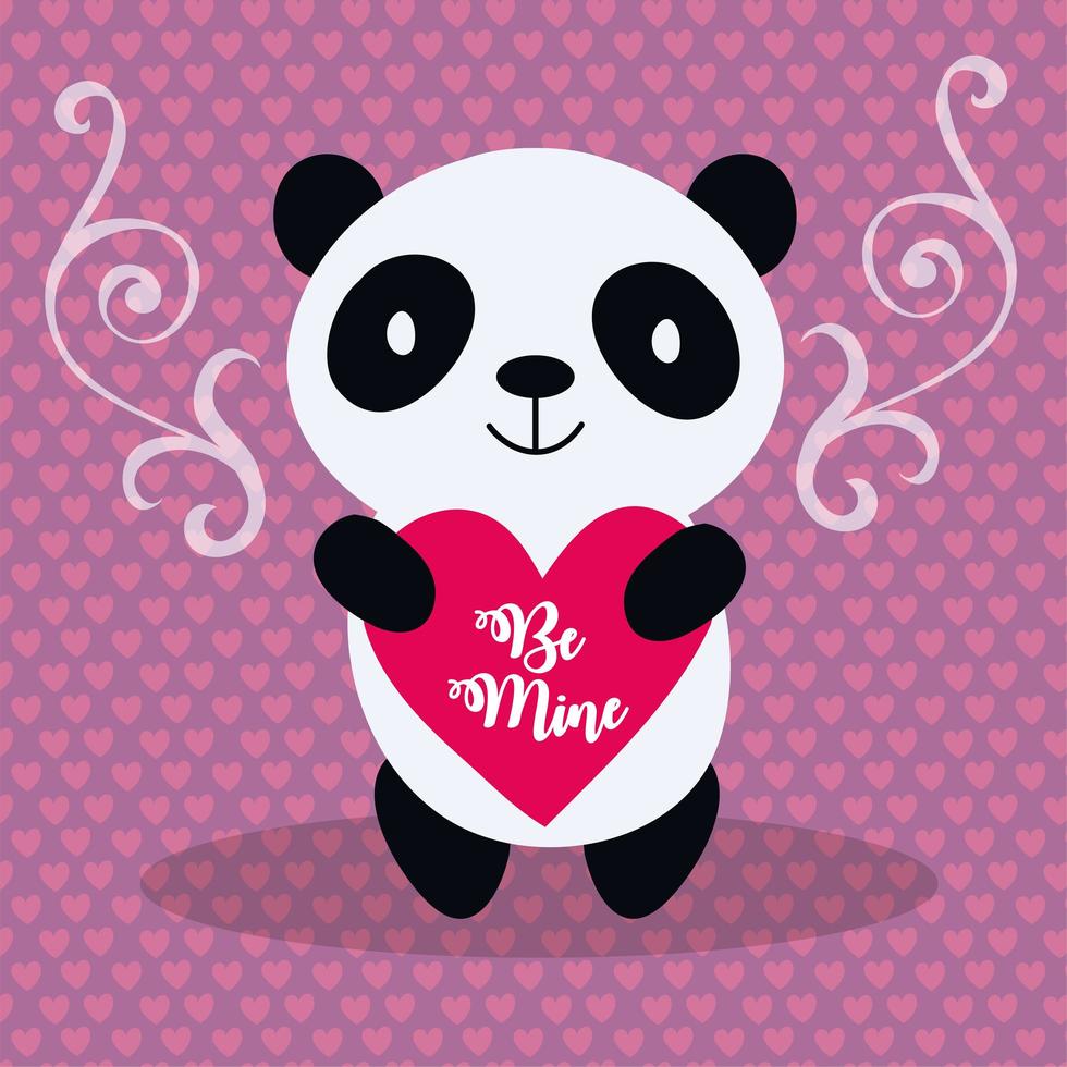 gelukkige Valentijnsdag kaart met schattige panda vector