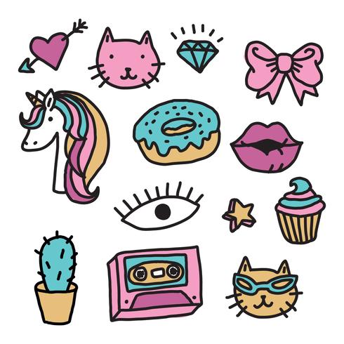 Stickers met een pop-artstijl vector