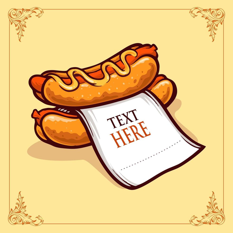 fastfood hotdog met papieren illustratie vector