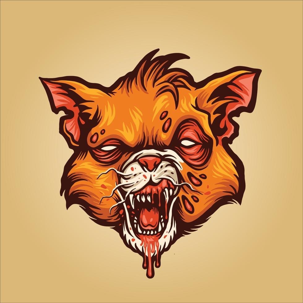 zombie kat vampier mascotte illustratie vector