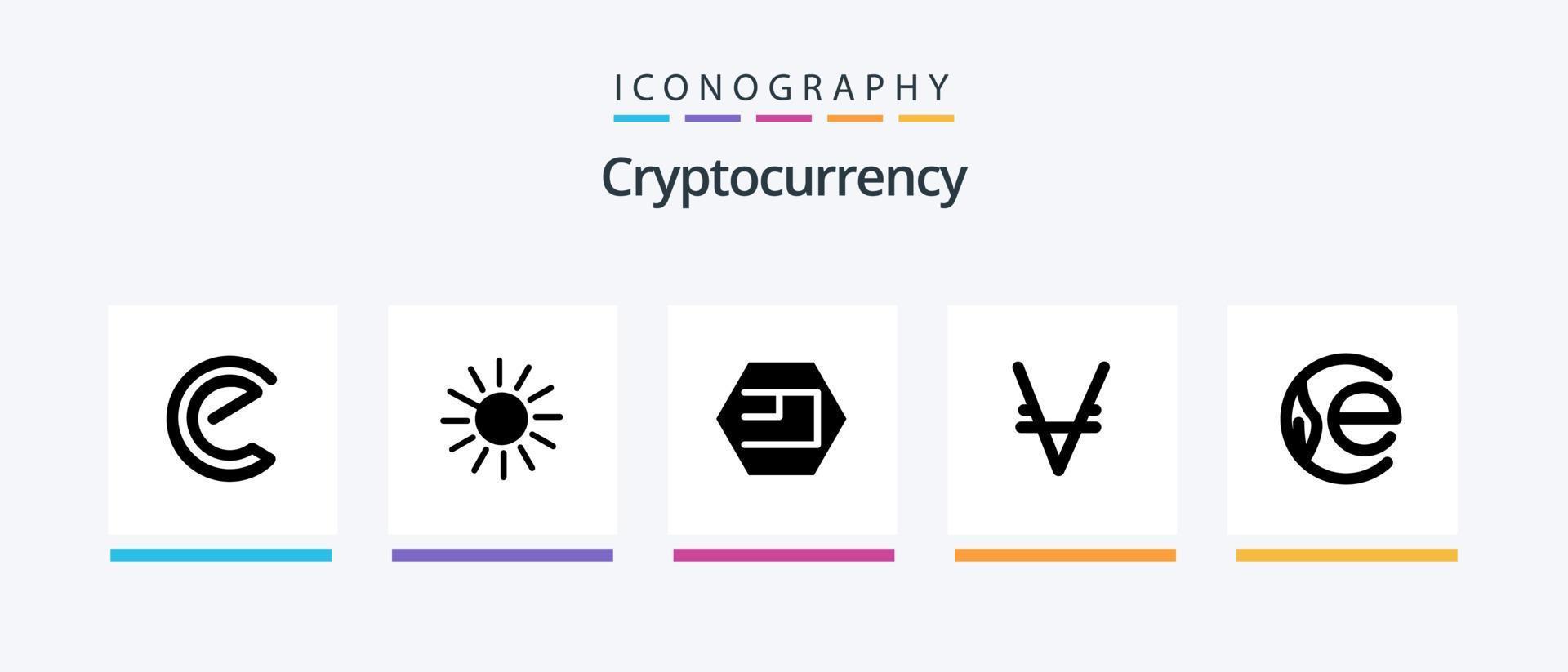 cryptogeld glyph 5 icoon pak inclusief munt . crypto . crypto munteenheid. munt. creatief pictogrammen ontwerp vector