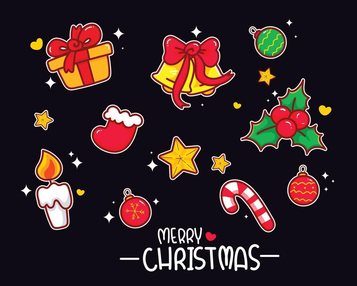 kerst element set collectie hand tekenen illustratie vector