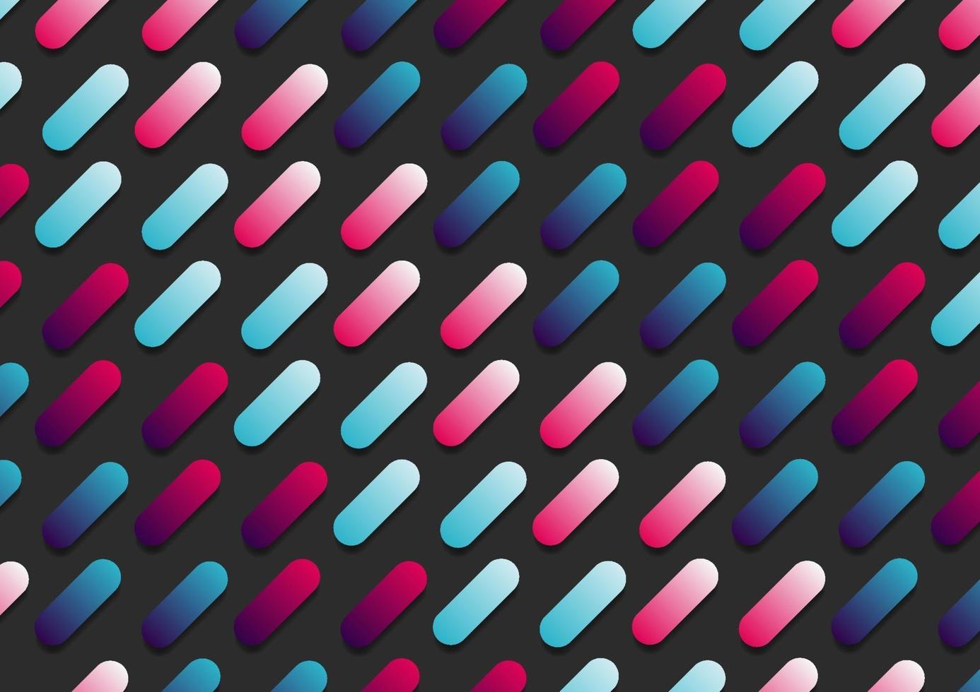 abstract roze en blauw gradiëntkleur afgerond lijn diagonaal patroon op zwarte achtergrond. vector