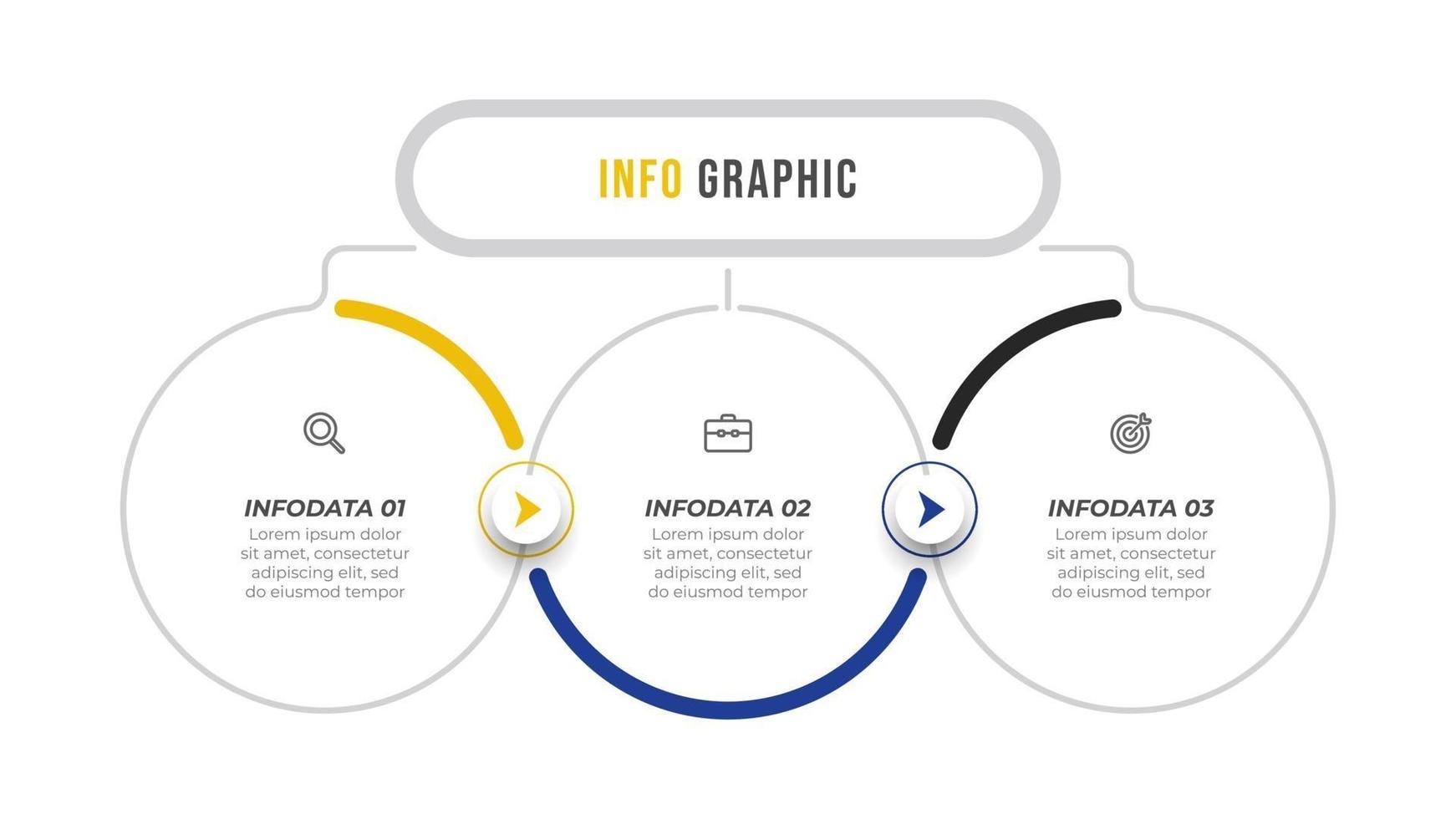 infographic vector ontwerpsjabloon met pijlen en pictogrammen. bedrijfsconcept met 3 opties of stappen. kan worden gebruikt voor presentaties, jaarverslag, infografiek.