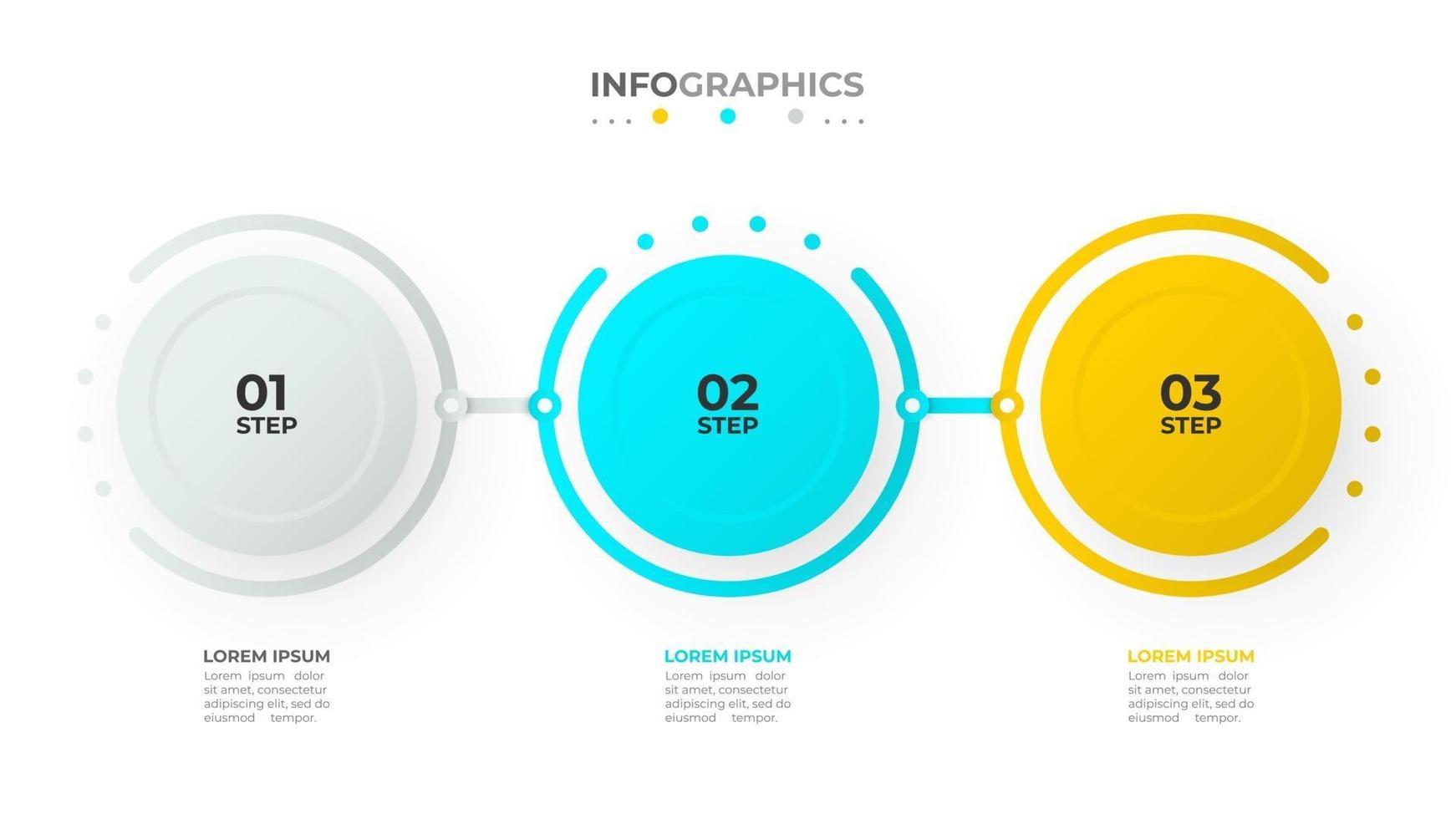 tijdlijn infographic sjabloonontwerp vector met cirkels en cijfers. bedrijfsconcept met 3 opties of stappen.