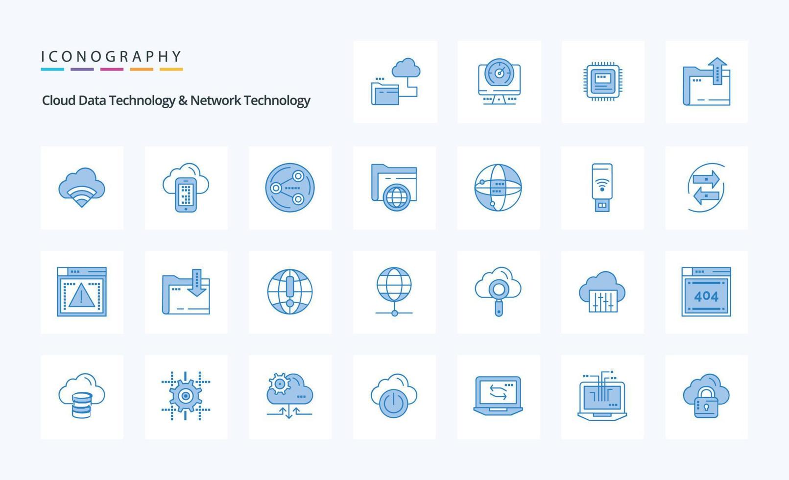 25 wolk gegevens technologie en netwerk technologie blauw icoon pak vector