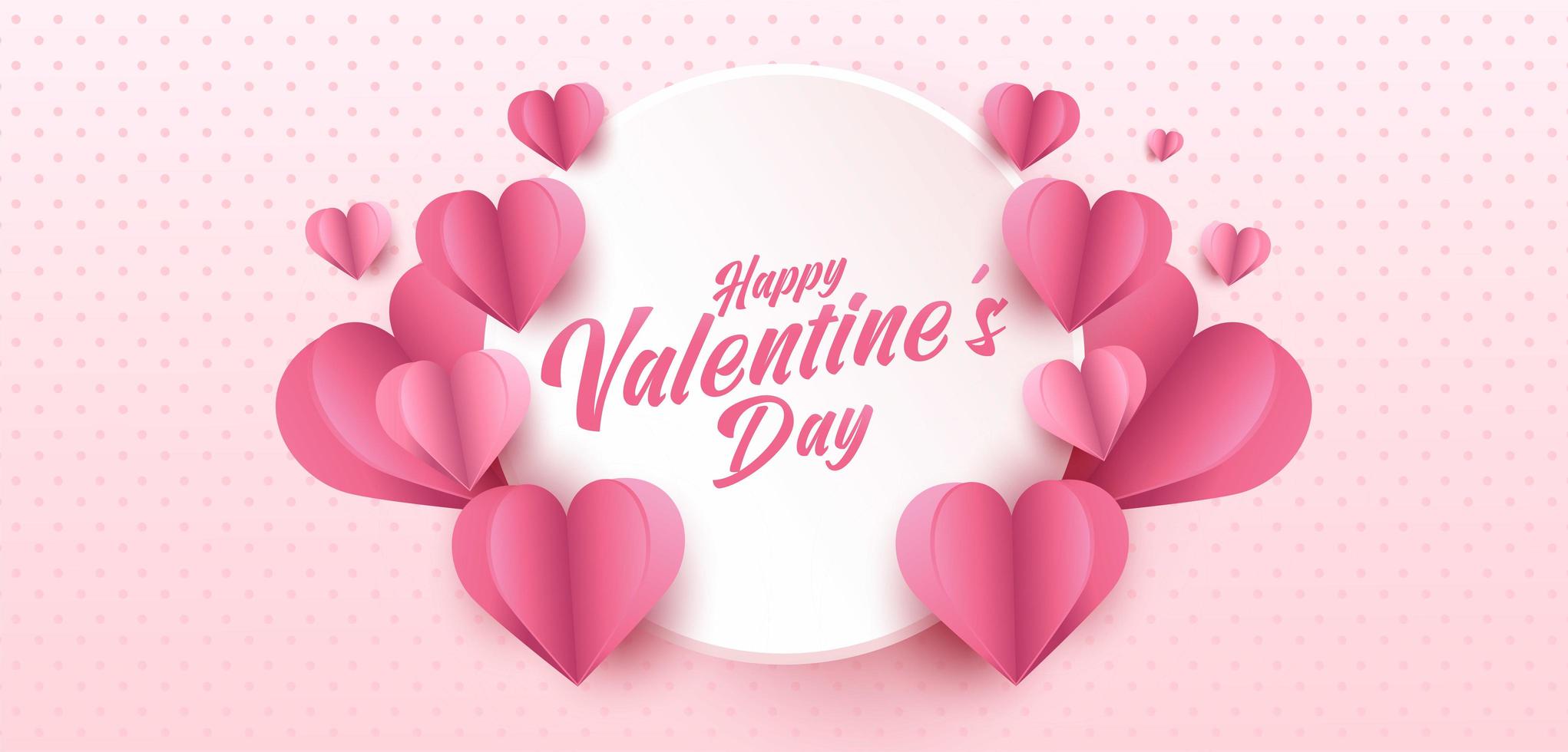 gelukkige Valentijnsdag wenskaart ontwerp. vakantiebanner met hartvormen in papierkunststijl. papierkunst en digitale ambachtelijke stijl illustratie vector