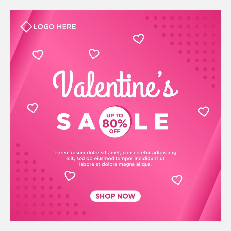 gelukkige valentijnsdag verkoop sociale media sjabloon met roze achtergrond vector