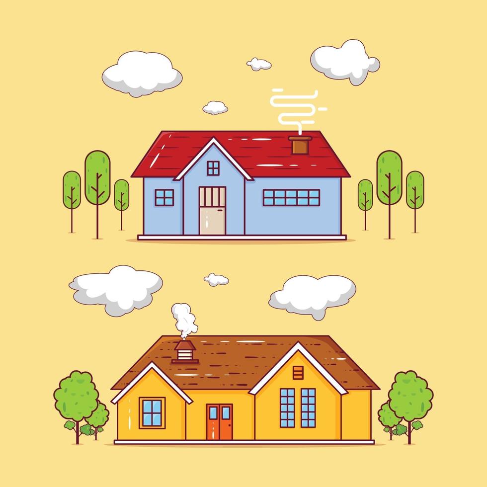 set van twee huis gebouwen illustratie vector