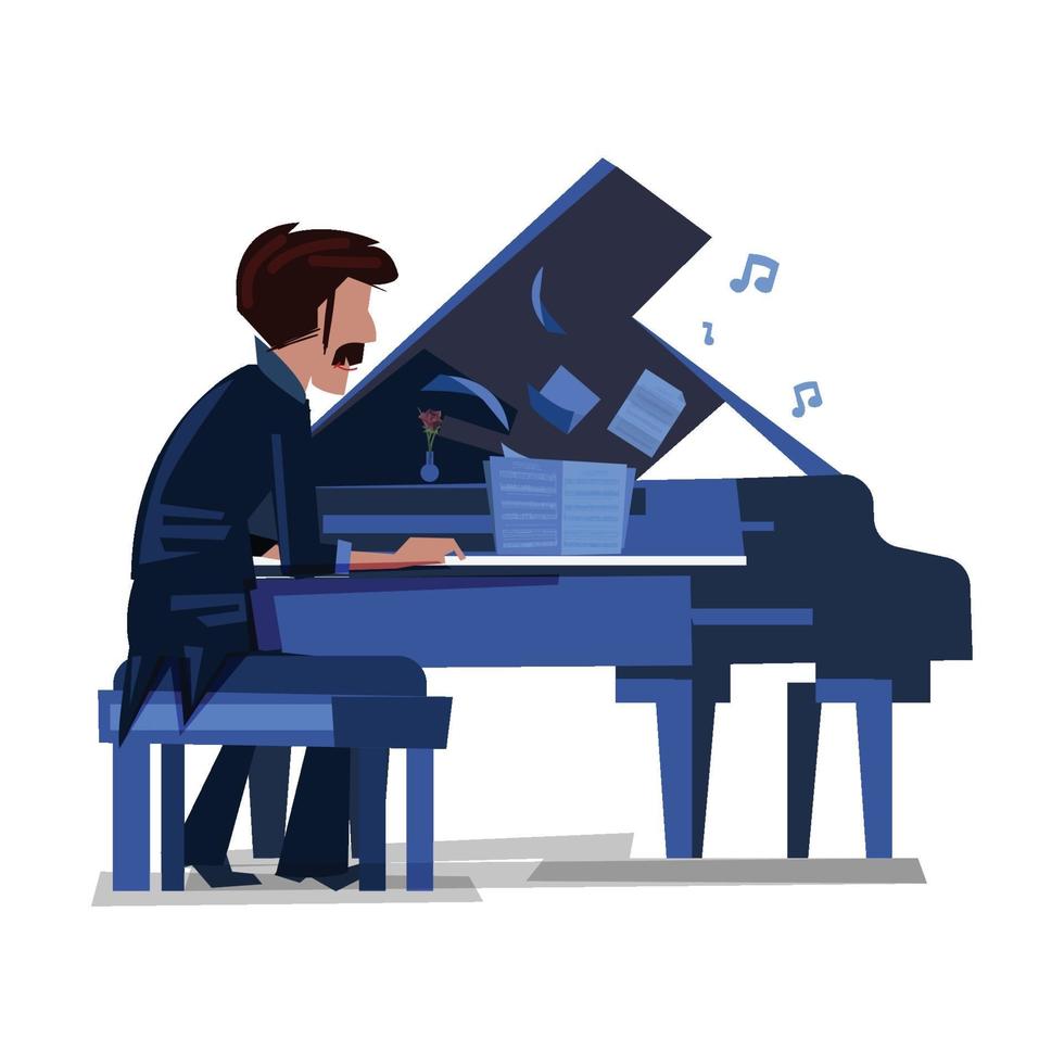 pianist met piano vector