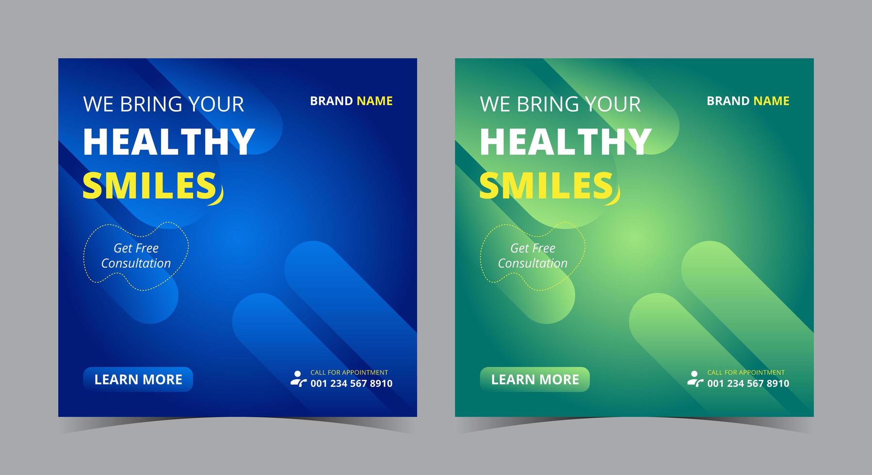 gezonde glimlachposter, tandheelkundige sociale media-post en flyer vector