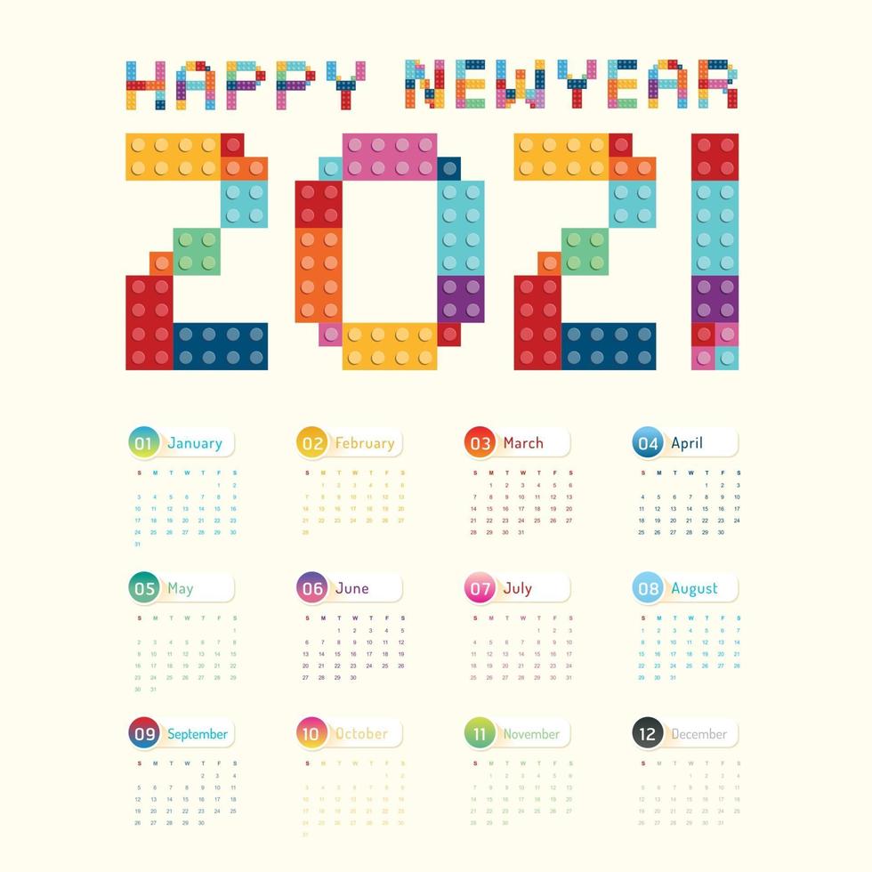 2021 kalender kalender vector ontwerp.