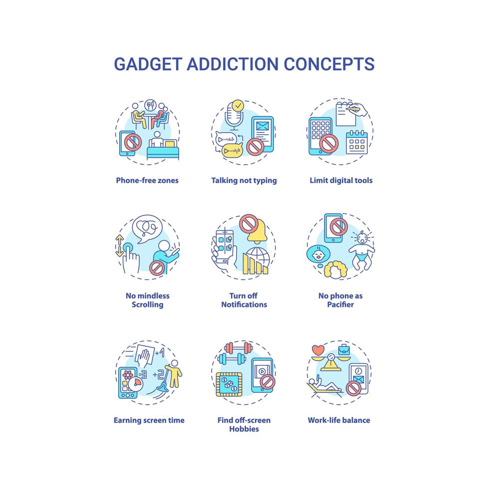 gadget toevoeging concept iconen set vector