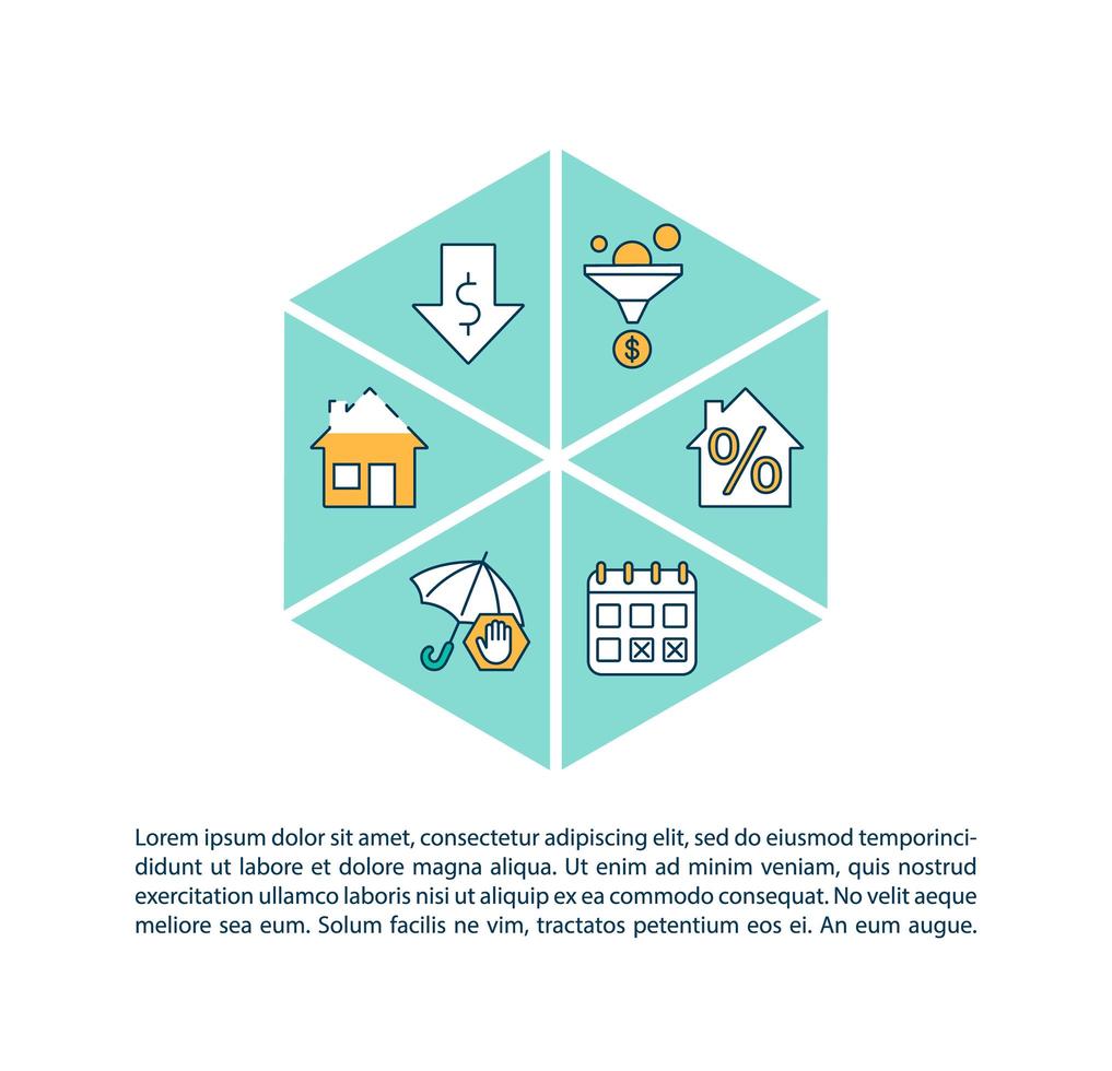 hypotheeklening herfinanciering concept pictogram met tekst vector