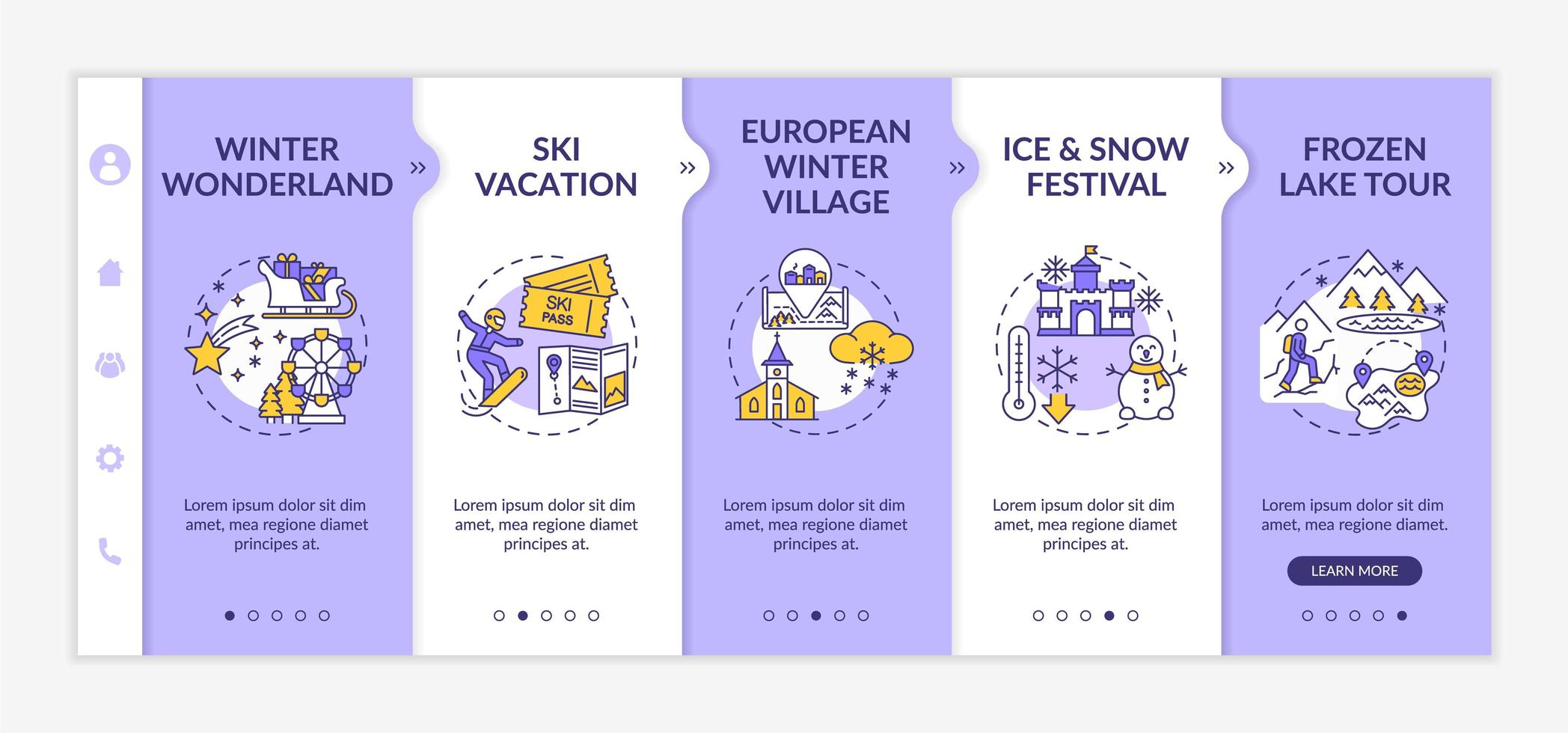 wintervakantie onboarding vector sjabloon