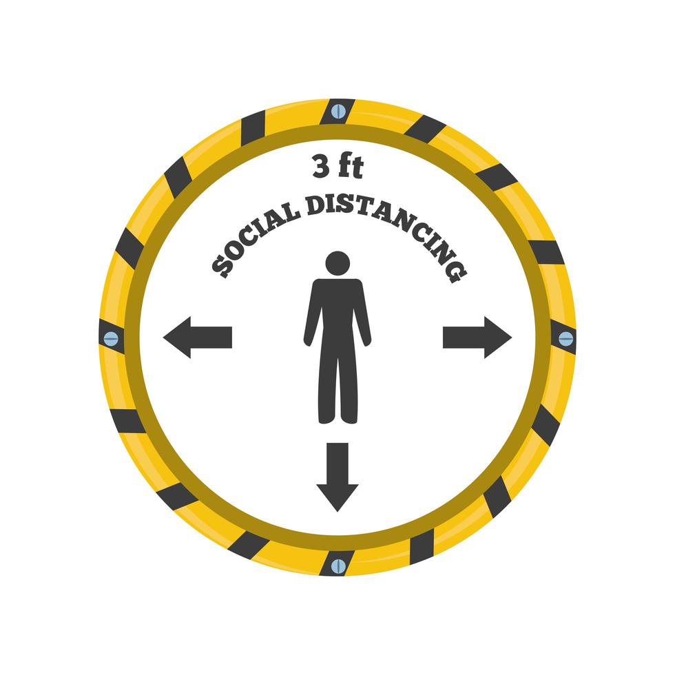 waarschuwingsbord, houd een veilige afstand van 1 meter, risico op coronavirusinfectie vector