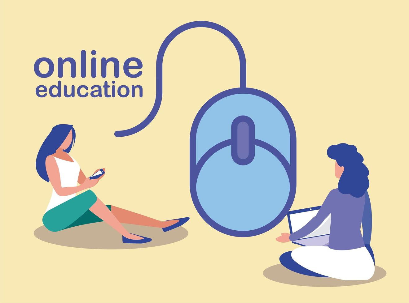 vrouwen met technologische gadgets, online onderwijs vector