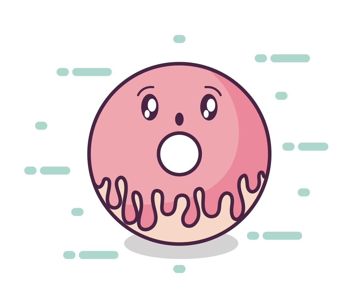 verse en heerlijke donut kawaiistijl vector