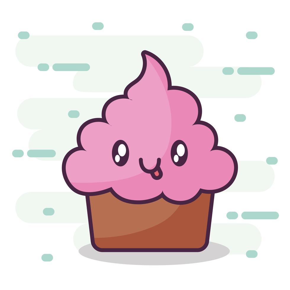 heerlijke zoete cupcake kawaiistijl vector