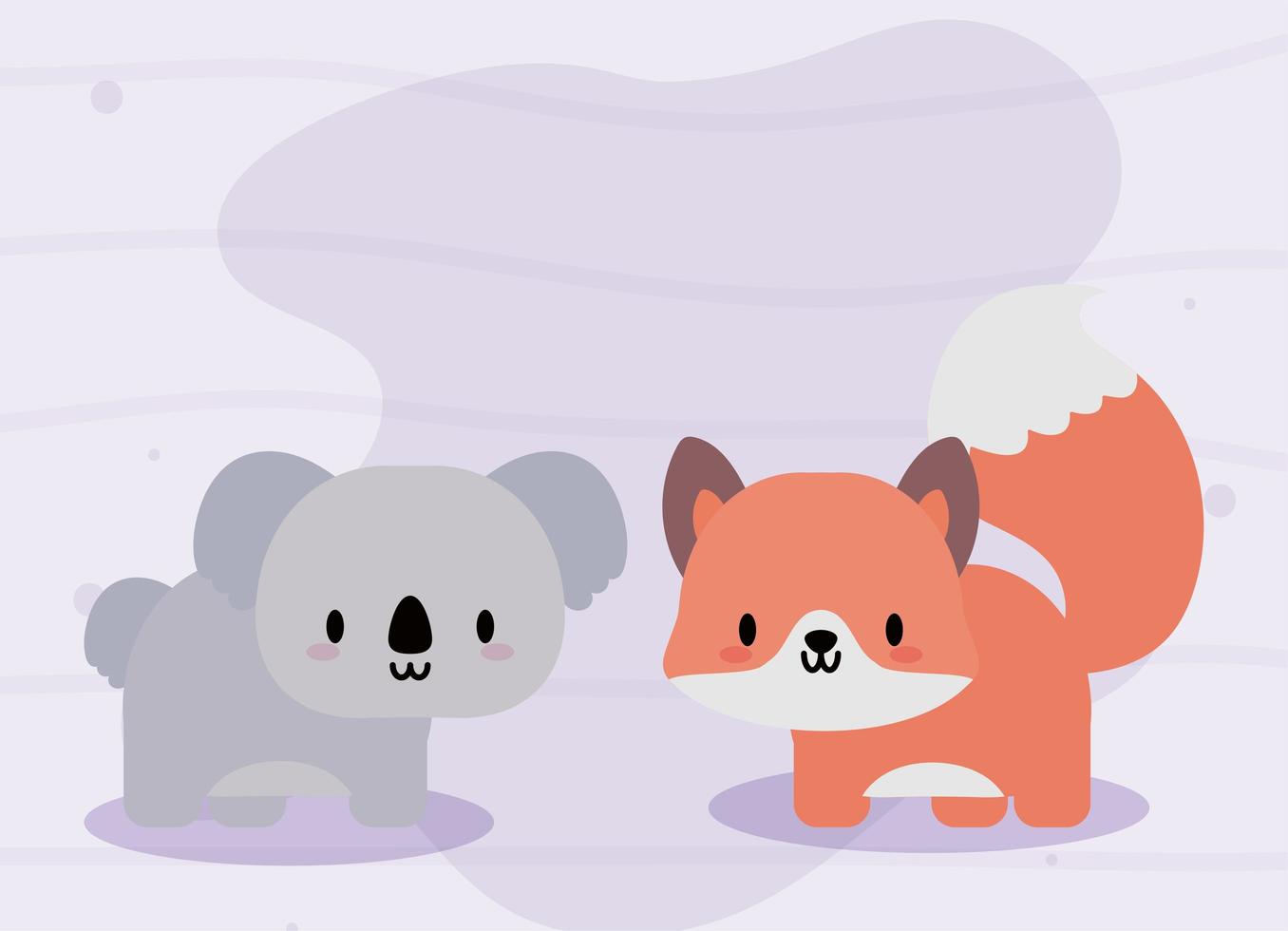 leuke kaart met kawaiivos en koala vector