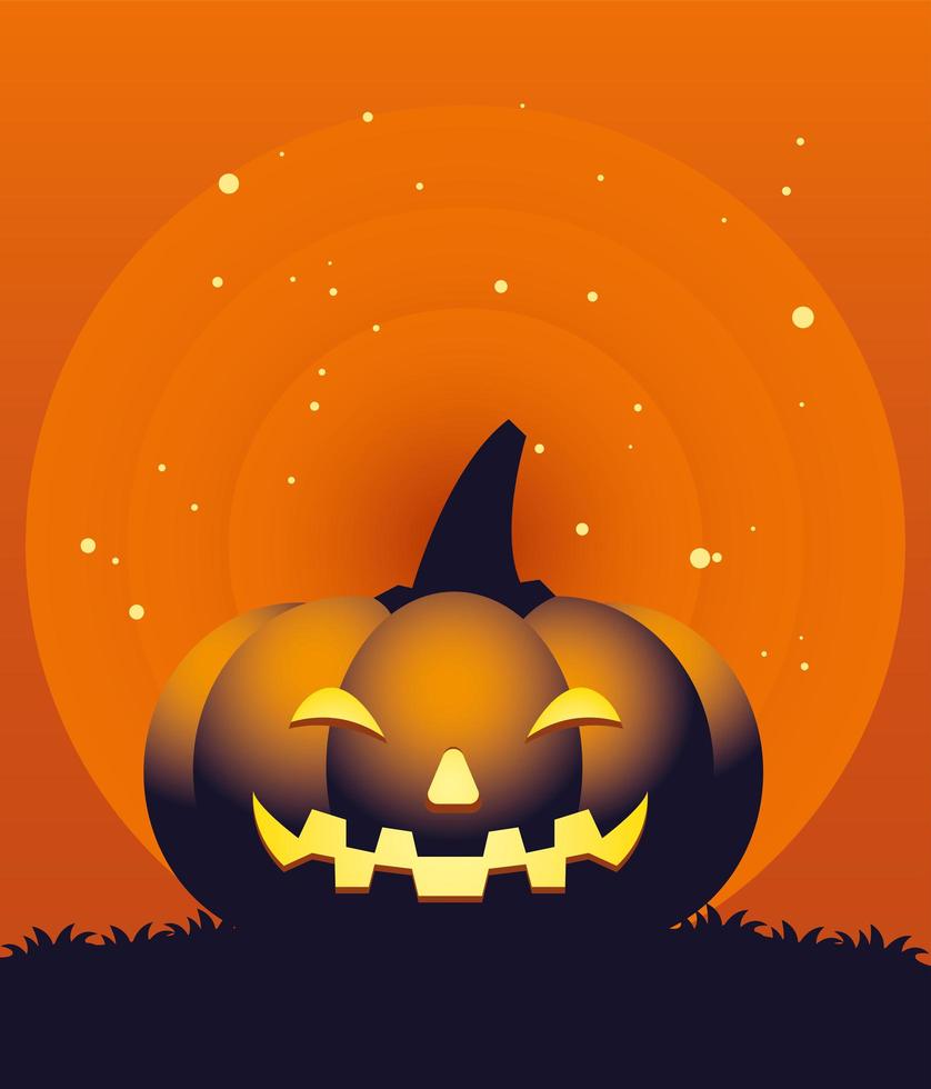 halloween oranje pompoen cartoon vector ontwerp