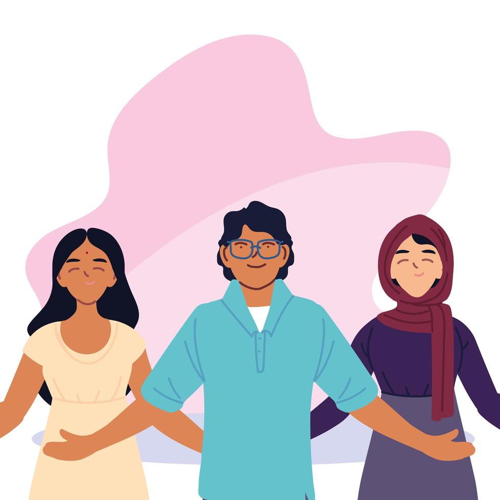 Indiase moslimvrouwen en man tekenfilms vector ontwerp