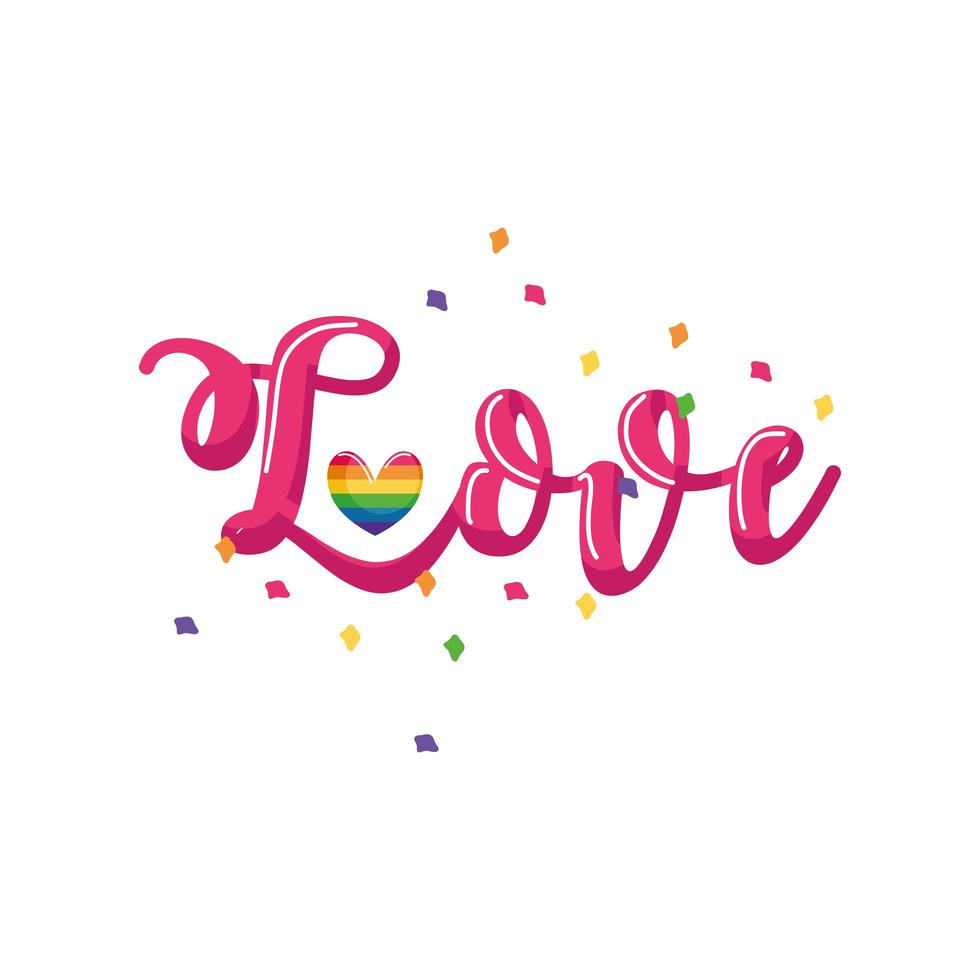 label liefde, gay pride op witte achtergrond vector