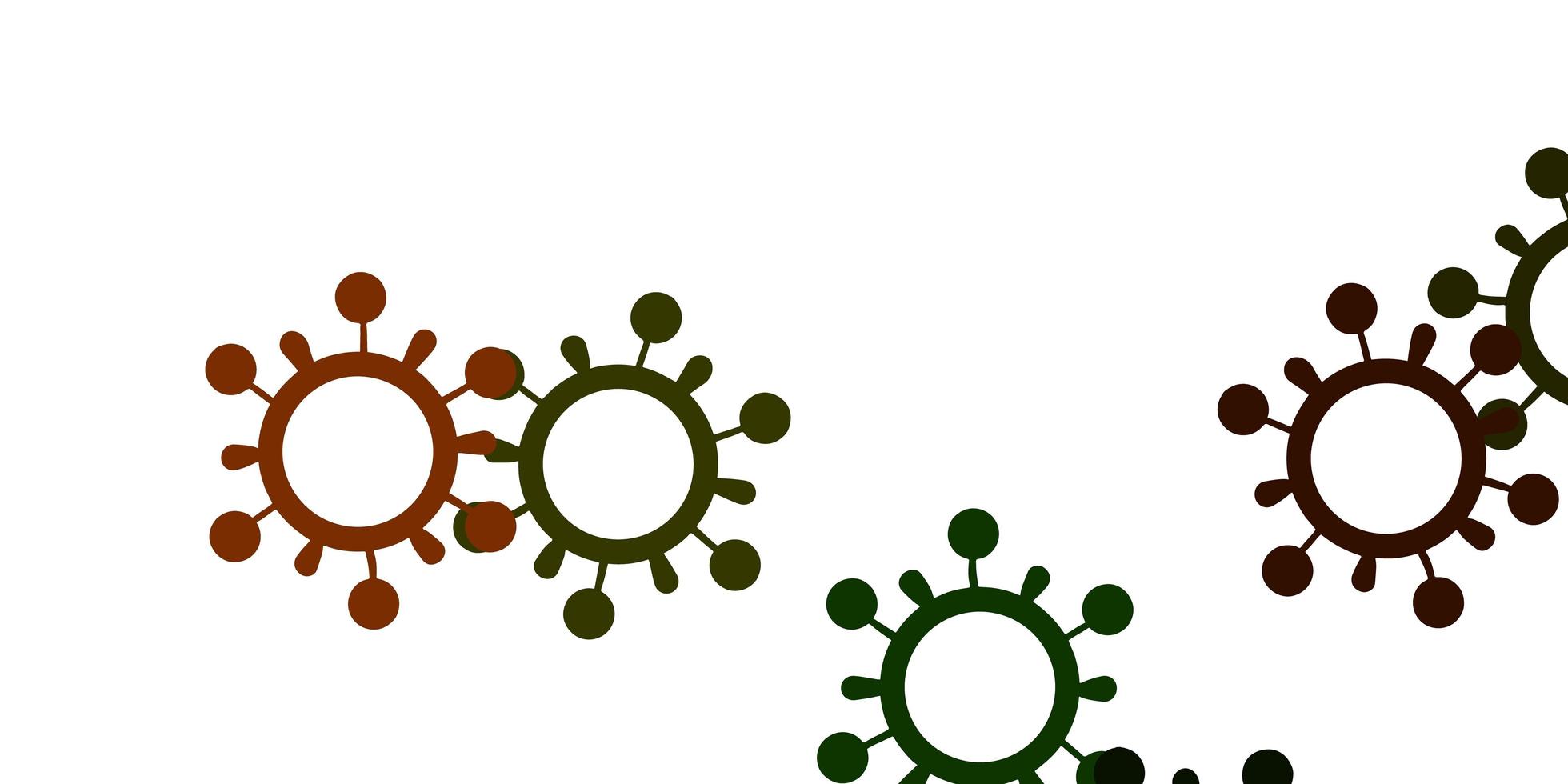 lichtgroene, gele vectorachtergrond met covid-19 symbolen. vector