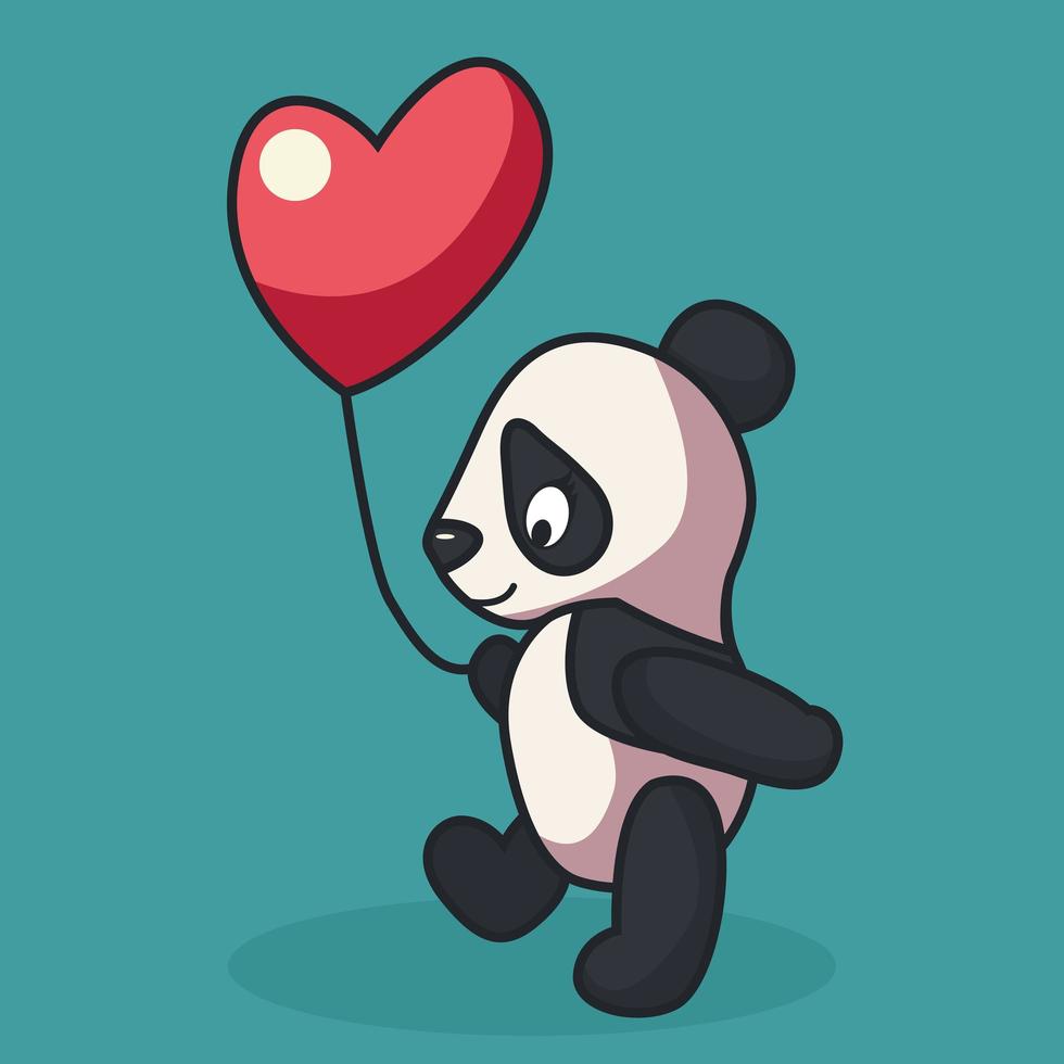 cartoon tekening van tedere valentijn beer met hart ballon vector