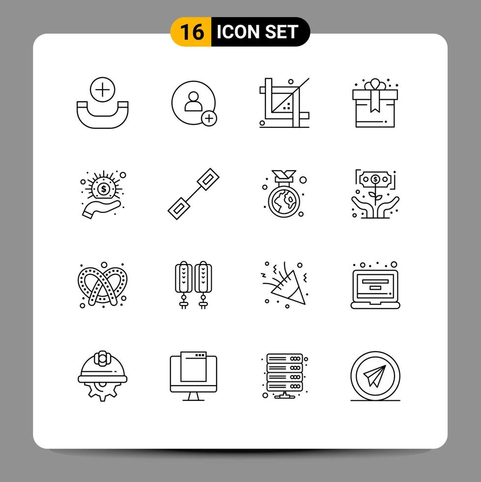 schets pak van 16 universeel symbolen van geld contant geld ontwerp bedrijf doos bewerkbare vector ontwerp elementen