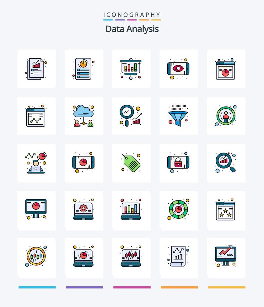 creatief gegevens analyse 25 lijn gevulde icoon pak zo net zo grafiek. web analyse. analyse. analyse. gegevens vector