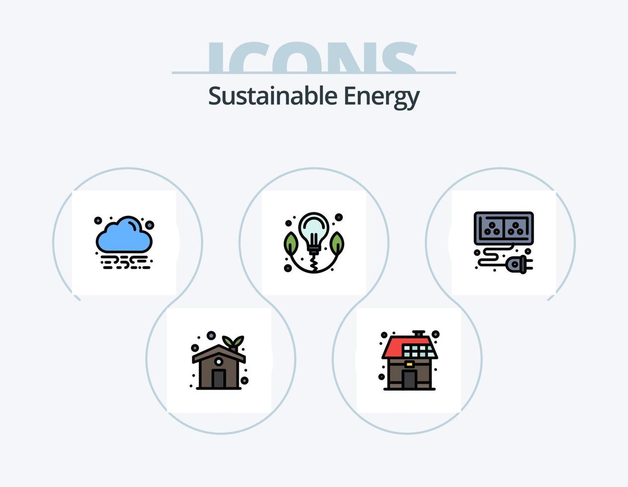 duurzame energie lijn gevulde icoon pak 5 icoon ontwerp. energie. kan. blad. olie. uitrusting vector