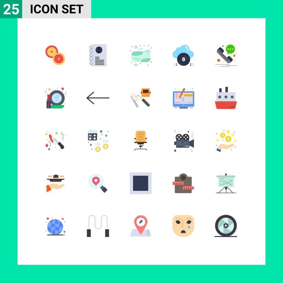 25 vlak kleur concept voor websites mobiel en apps telefoon gegevens bad zeep wolk beveiligen bewerkbare vector ontwerp elementen