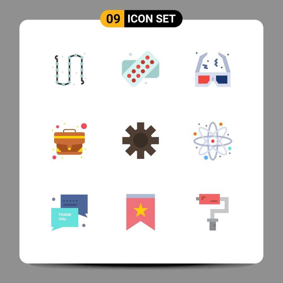 voorraad vector icoon pak van 9 lijn tekens en symbolen voor tand kantoor zak bril kantoor zak bewerkbare vector ontwerp elementen